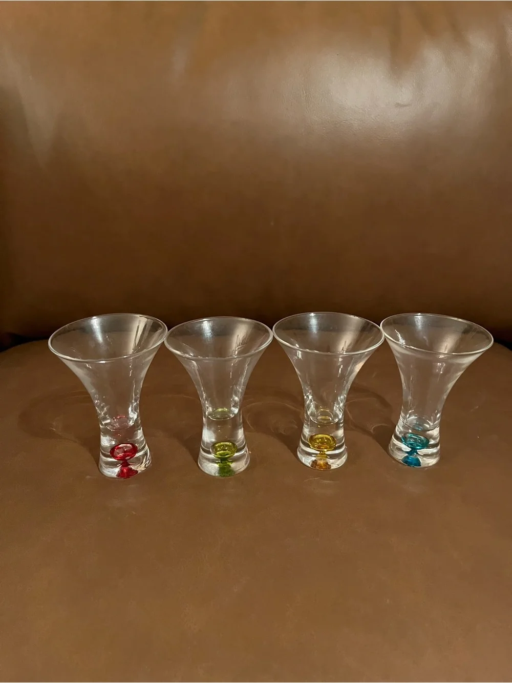 Vtg Blown Multi Colored Bubble Double Shot Glasses- Set of 4